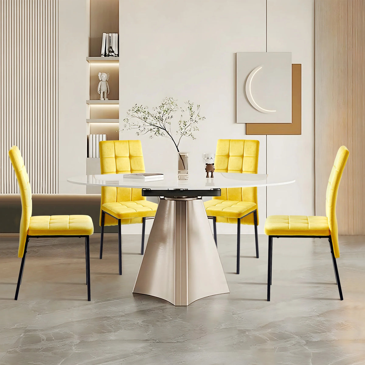 Yellow Velvet Dining Chairs Set Of 4 J550725