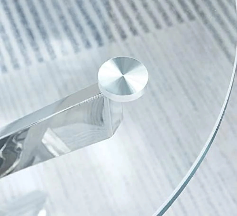 Round Glass End Table with Chrome Legs T155