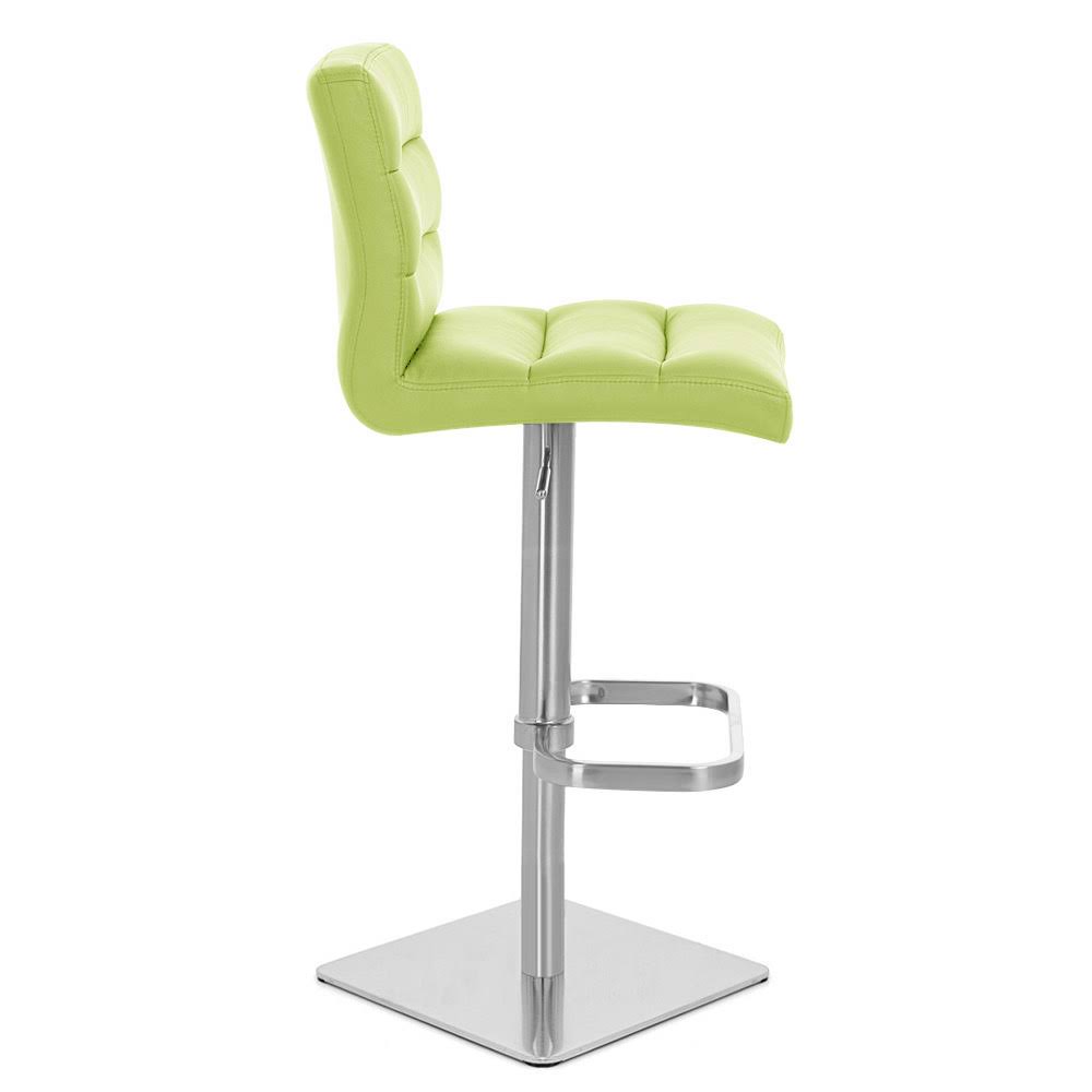 Lime Green Square Base Adjustable Height Swivel Armless Bar Stool F270327