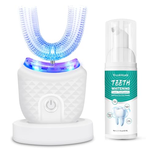 Ultrasonic Electric Toothbrush, U Shaped Automatic Rechargeable IPX7 Waterproof (White) I921812
