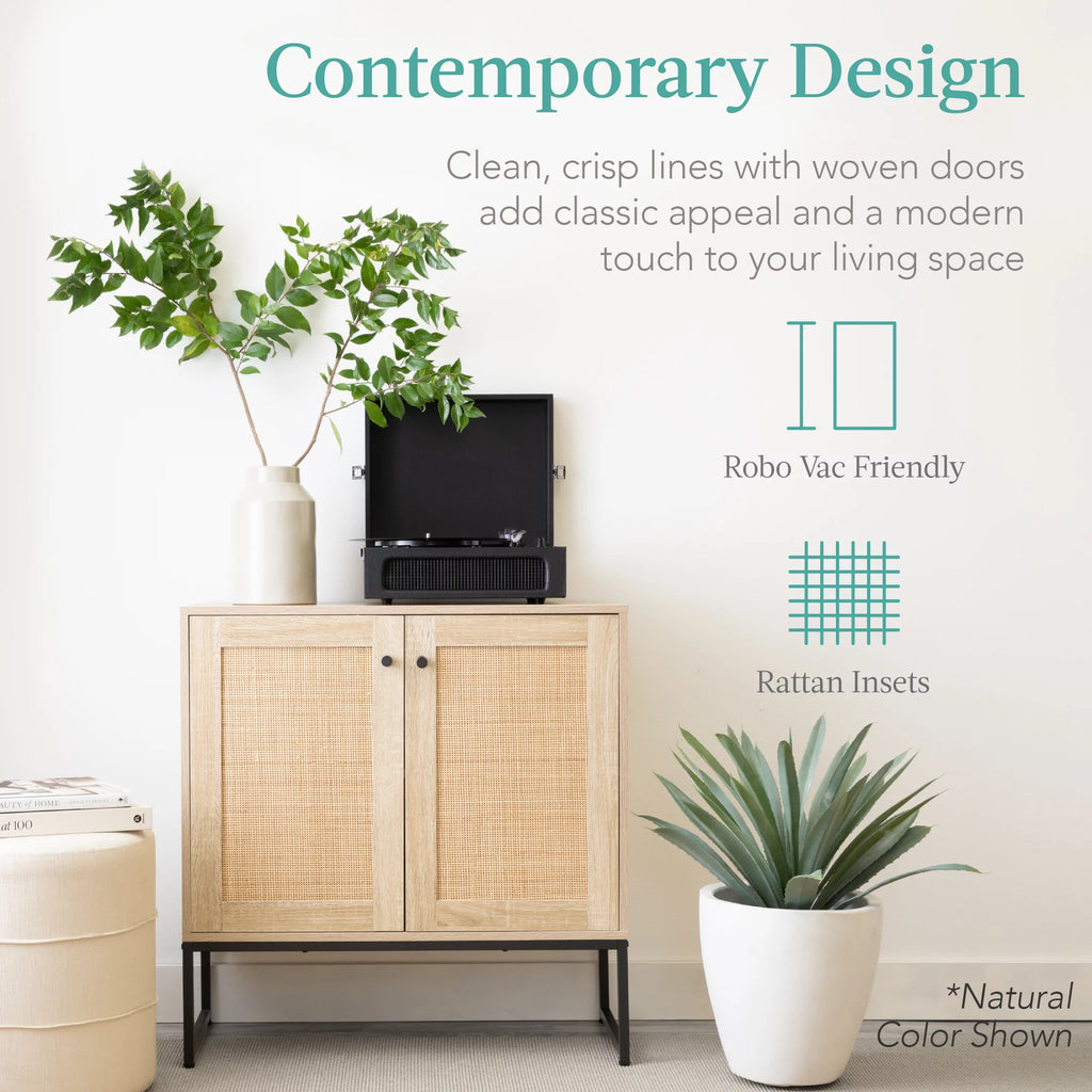White 2-Door Rattan Storage Cabinet N160