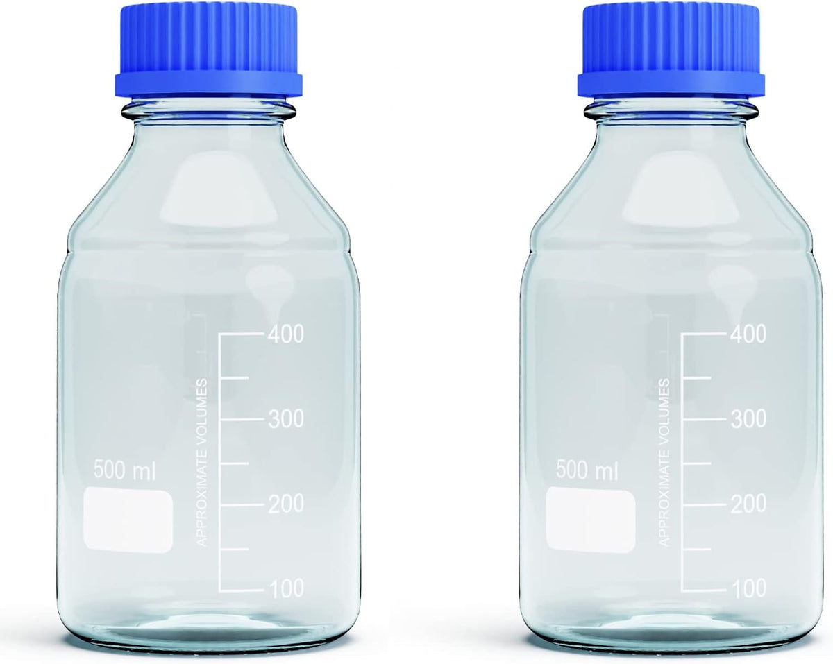 1000ml Borosilicate Glass Storage Bottles with GL45 Blue Screw Cap, 2pcs U282