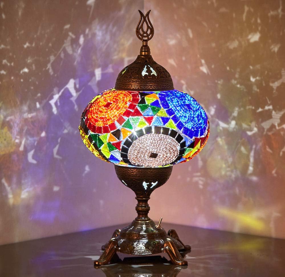 Battery Operated Mosaic Table Lamp with LED Bulb D8557