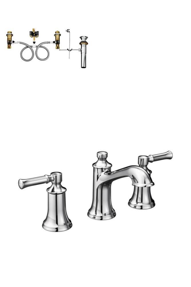 Polished Chrome 2-Handle Widespread Bathroom Sink Faucet I879163
