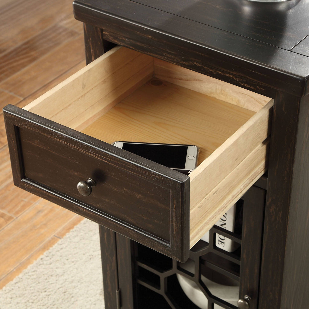 Black 1-Drawer Side Table T962
