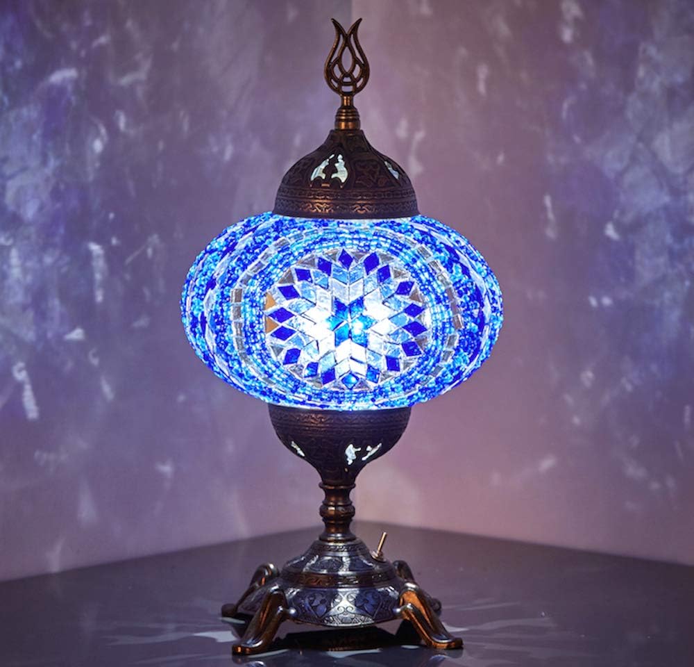 Battery Operated Mosaic Table Lamp with LED Bulb D8557