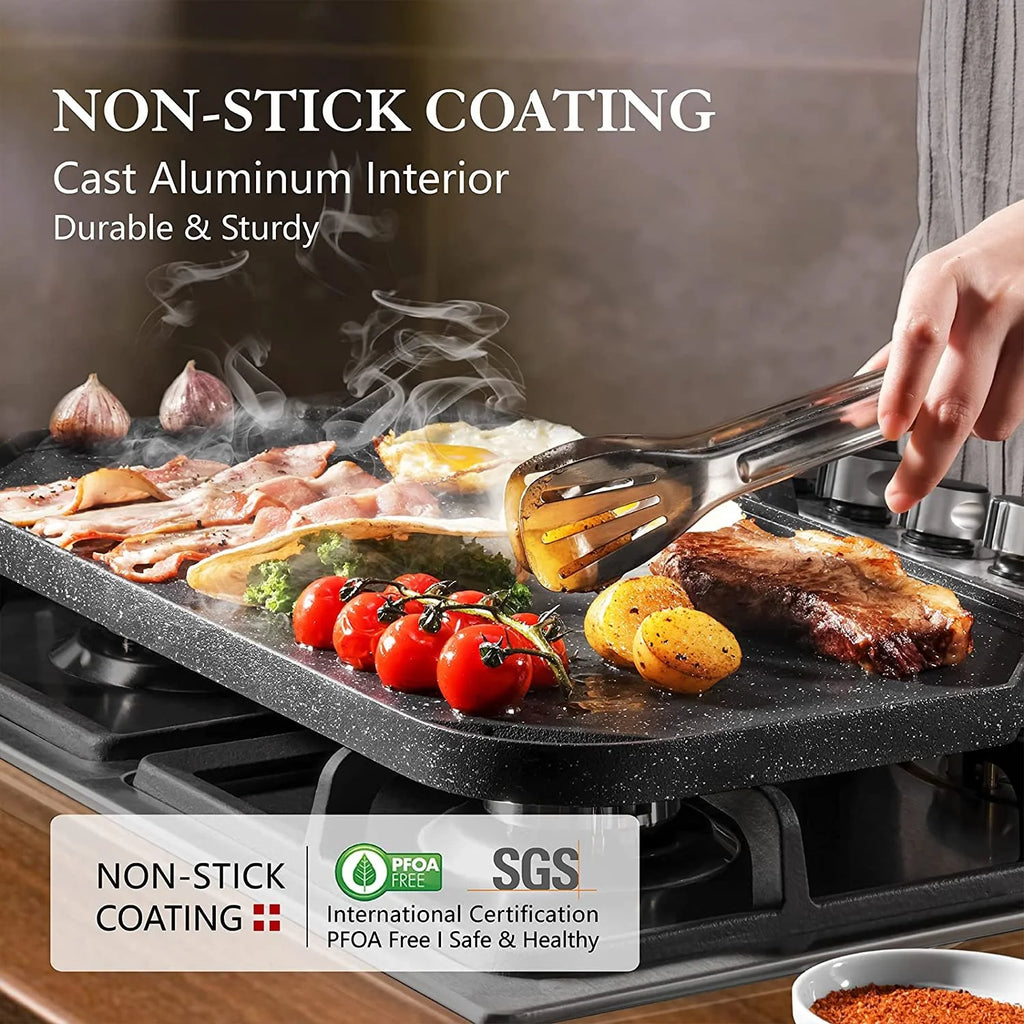 Nonstick Reversible Grill Griddle Pan, 19.5" x 10.7" Q102