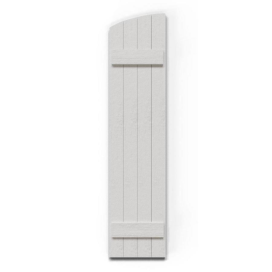 Rustic Faux Wood Shutters with Elliptical Arch Top T228387