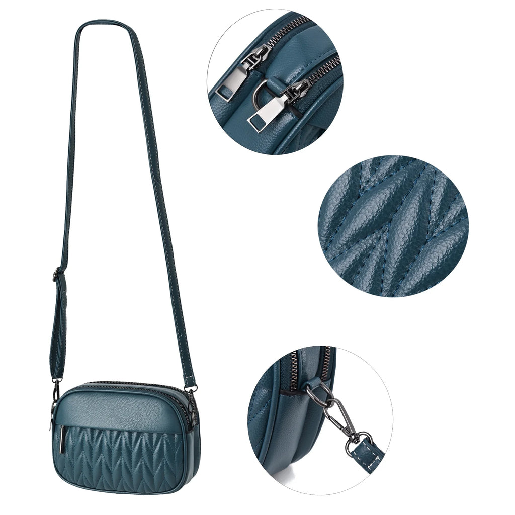 Leather Crossbody Bag with Adjustable Strap D8303