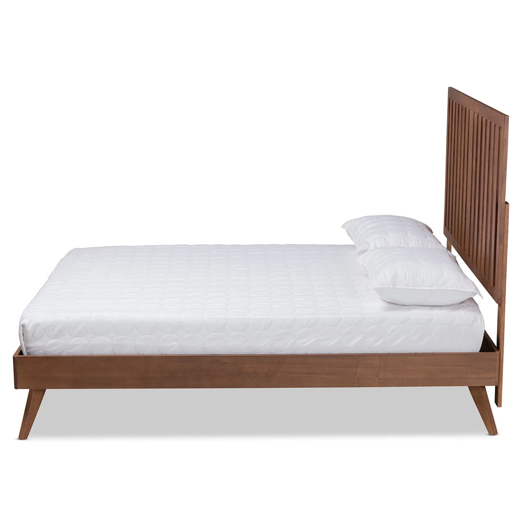 Queen Walnut Brown Engineered Wood Platform Bed Y8060