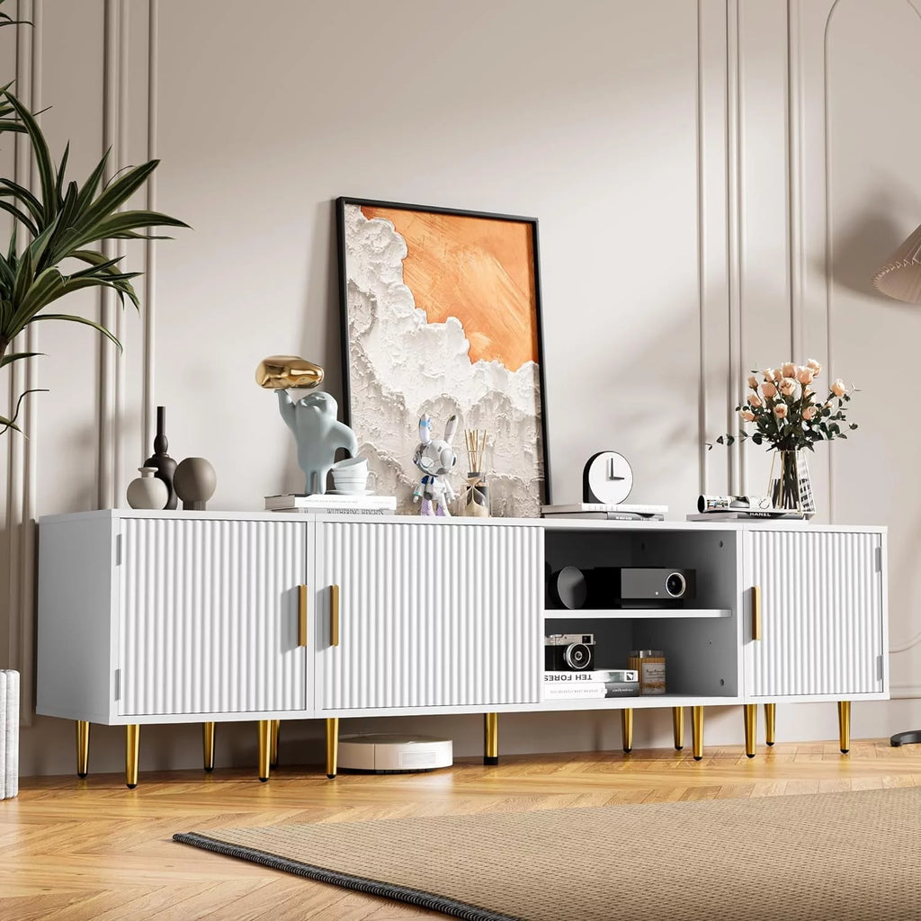 White TV Stand with Storage Cabinet W572