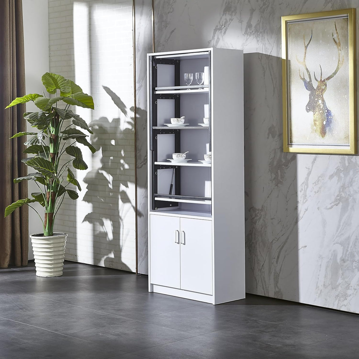 White Wall Mounted Fold Out Desk with Storage Area E116669