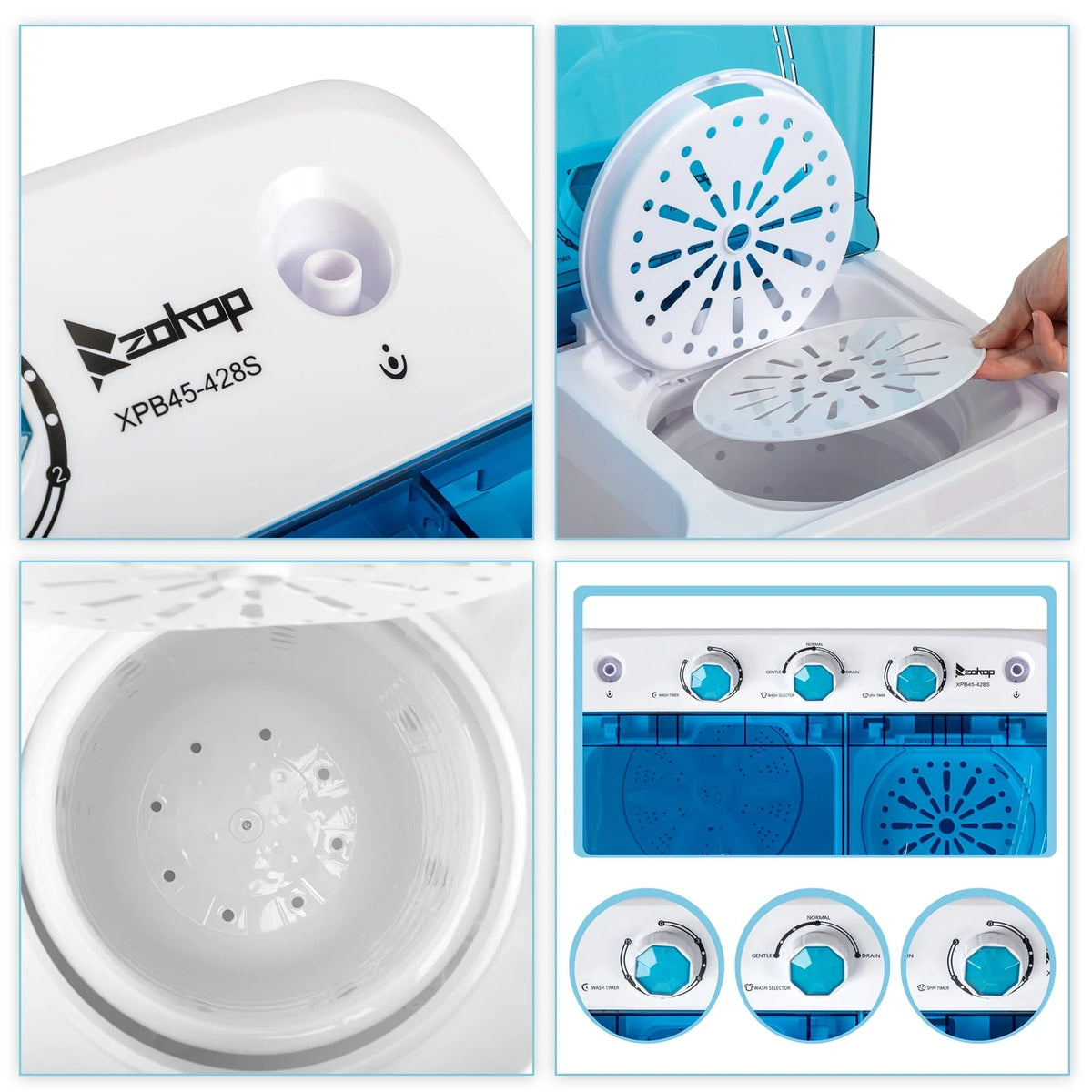 20LBS Portable Compact Twin Tub Washing Machine Washer Dryer, Blue M1698