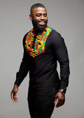 African Print Collared Henley F823622