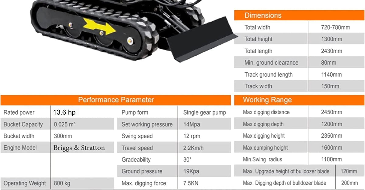 Mini Excavator Gas Engine Crawler Excavator R8119