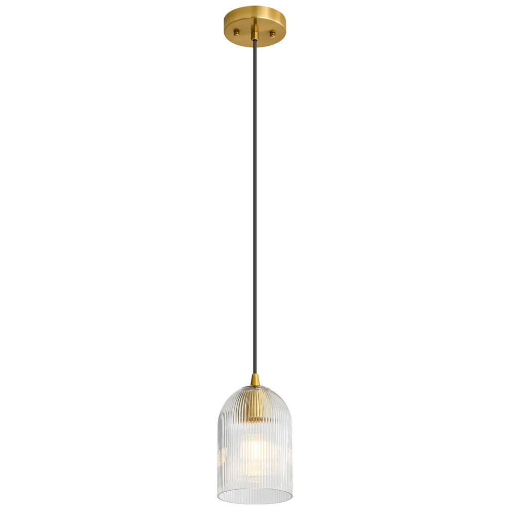 1-Light Dimmable Clear Glass Modern Shaded Pendant N424076