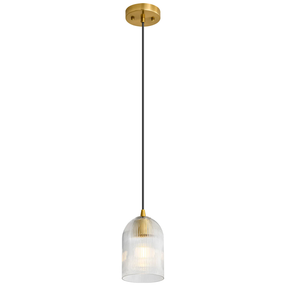 1-Light Dimmable Clear Glass Modern Shaded Pendant N424076