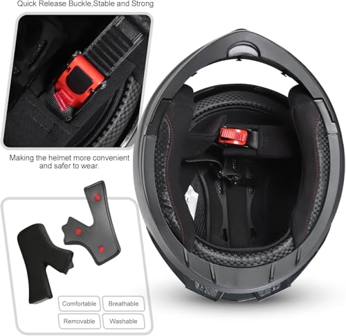 Modular Flip-Up Dual Visor Motorcycle Full Face Helmet (Bright Black, Small) S946
