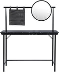 Black Vanity Desk with Removable Circular Mirror E5701