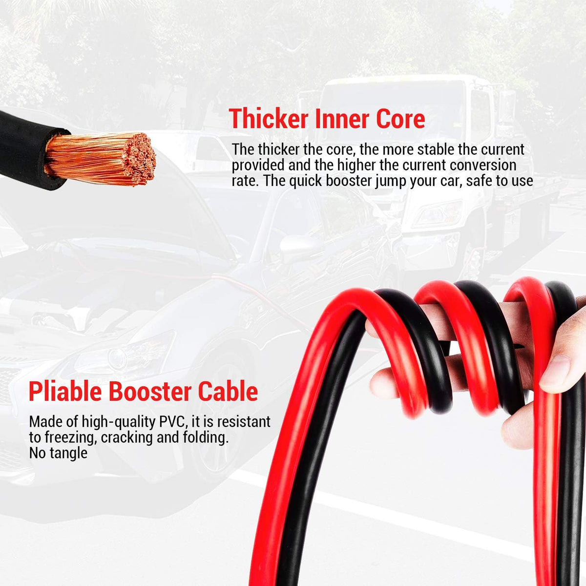Heavy Duty Jumper Cables 0 Gauge x 25Ft 1000AMP with Carry Bag M66328