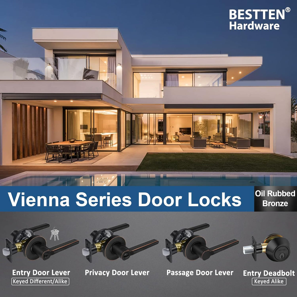Oil Rubbed Bronze Privacy Door Handle with Removable Latch Plate K47410