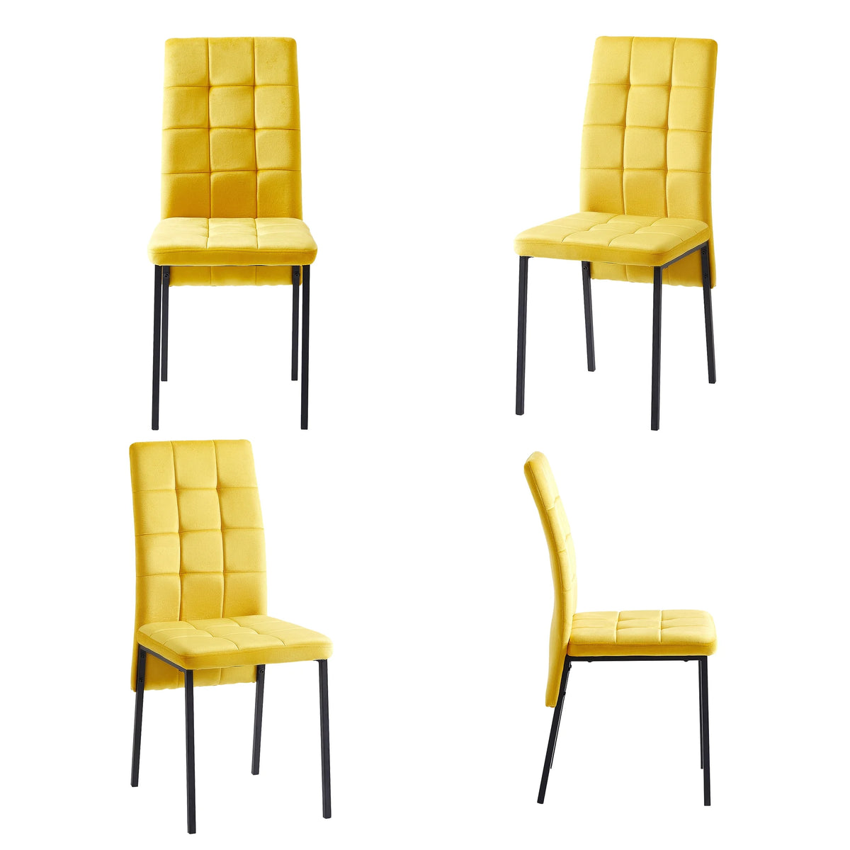 Yellow Velvet Dining Chairs Set Of 4 J550725