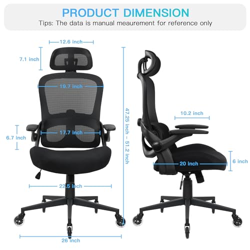 Black Ergonomic Mesh Office Chair with Lumbar Support T554595