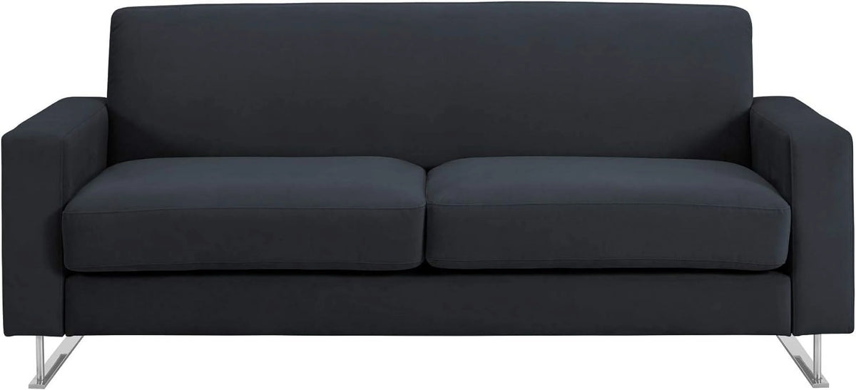Blue Velvet Sofa with Chrome Sleigh Legs R63689