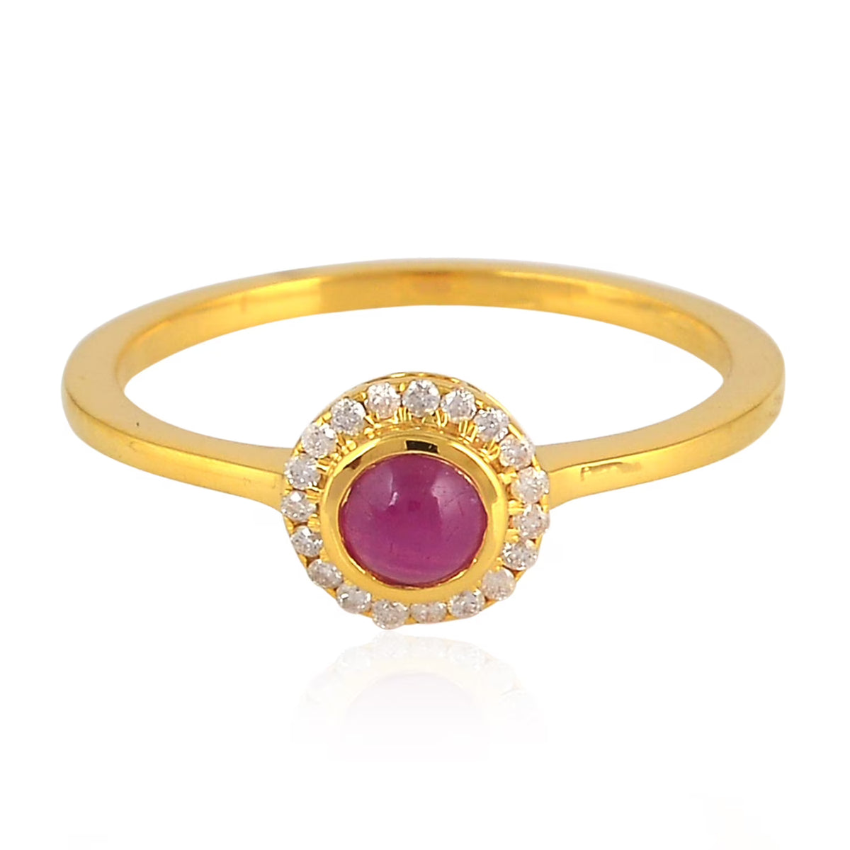 Red Ruby CZ Solitaire Ring Yellow Gold Plated 925 Silver S805