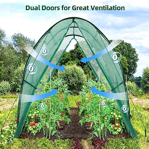 Portable Tunnel Greenhouse with Mesh Windows, 5.9x5.9x6.6 FT M9481
