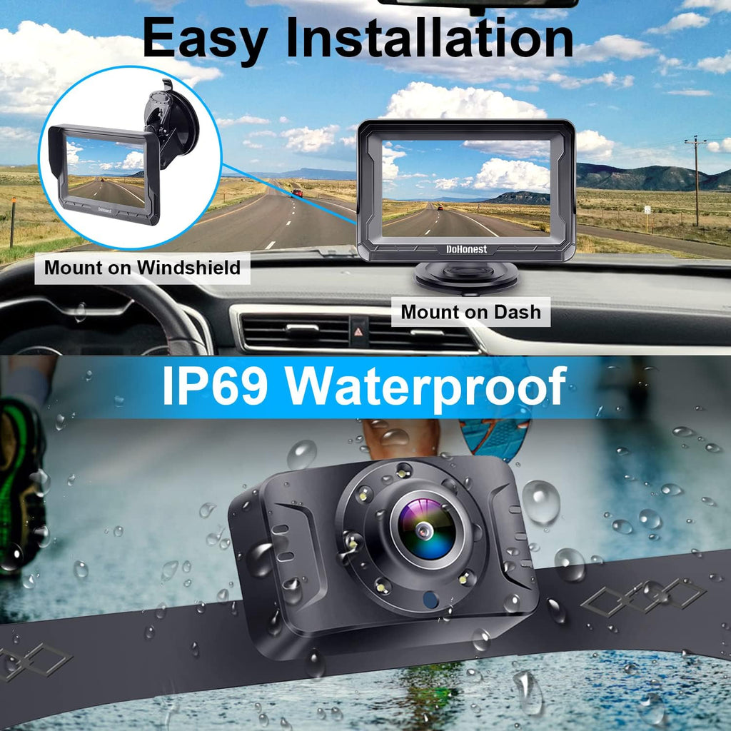 HD 1080P Rear View Monitor Kit Night Vision Waterproof Reverse Camera Pack of 2 Z7465