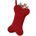 Knit White Bone Shape Dog Christmas Stocking B300556