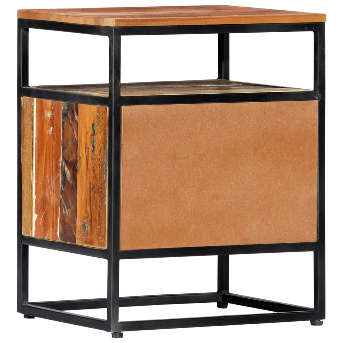 Bedside Cabinet Solid Reclaimed Wood and Steel L9567
