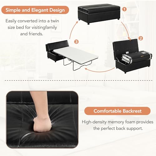 Light Gray Ottoman Folding Bed with Mattress B48181