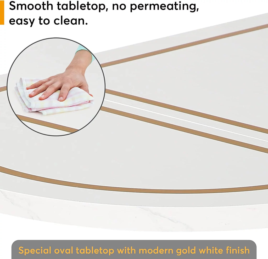70.8" White and Gold Executive Desk D335