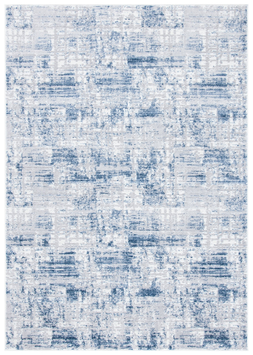 Navy Light Grey Abstract Area Rug 8' x 10' D830877