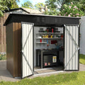 Gray White 6 x 6 FT Resin Outdoor Storage Shed with Floor D43862