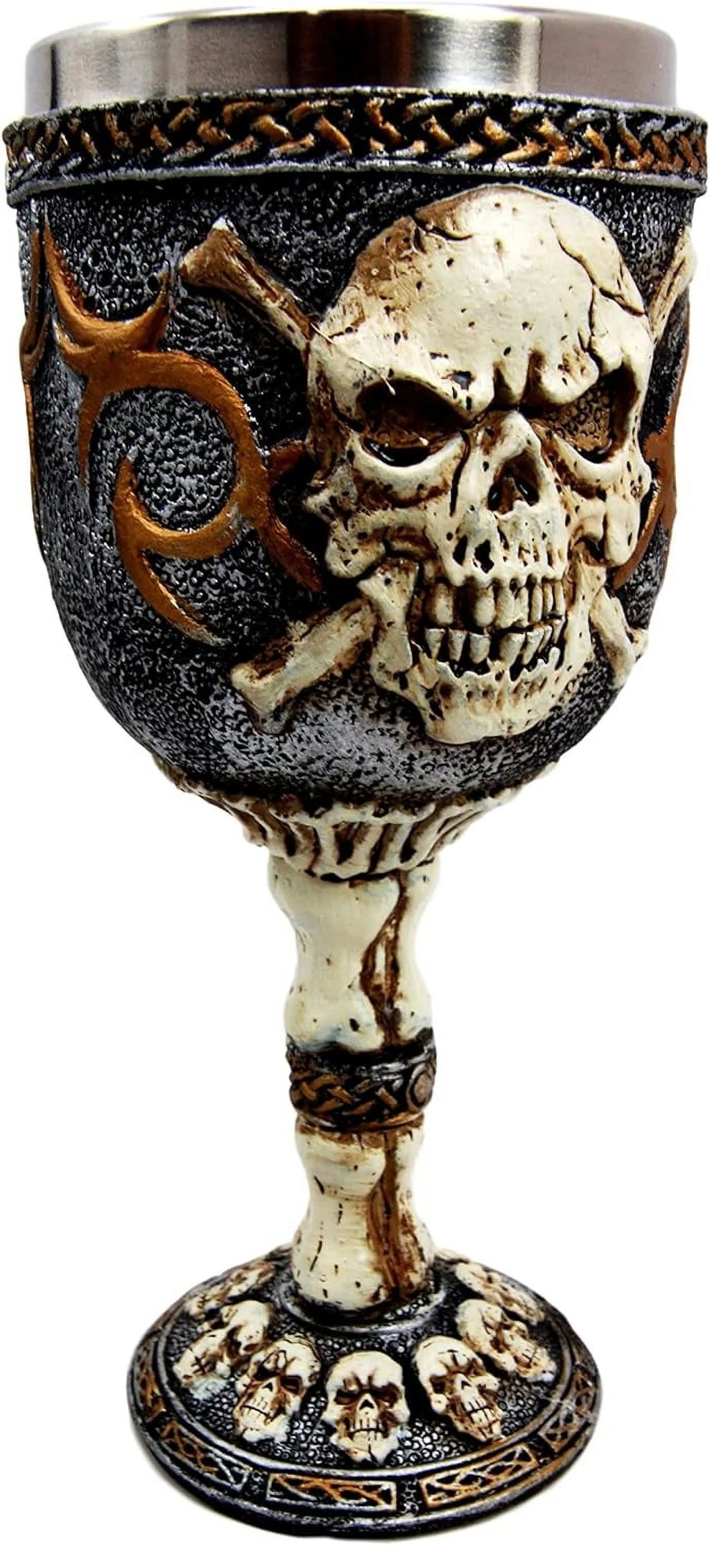 Skeleton Cross Bones Wine Goblet Chalice Figurine 6 Ounces T23909