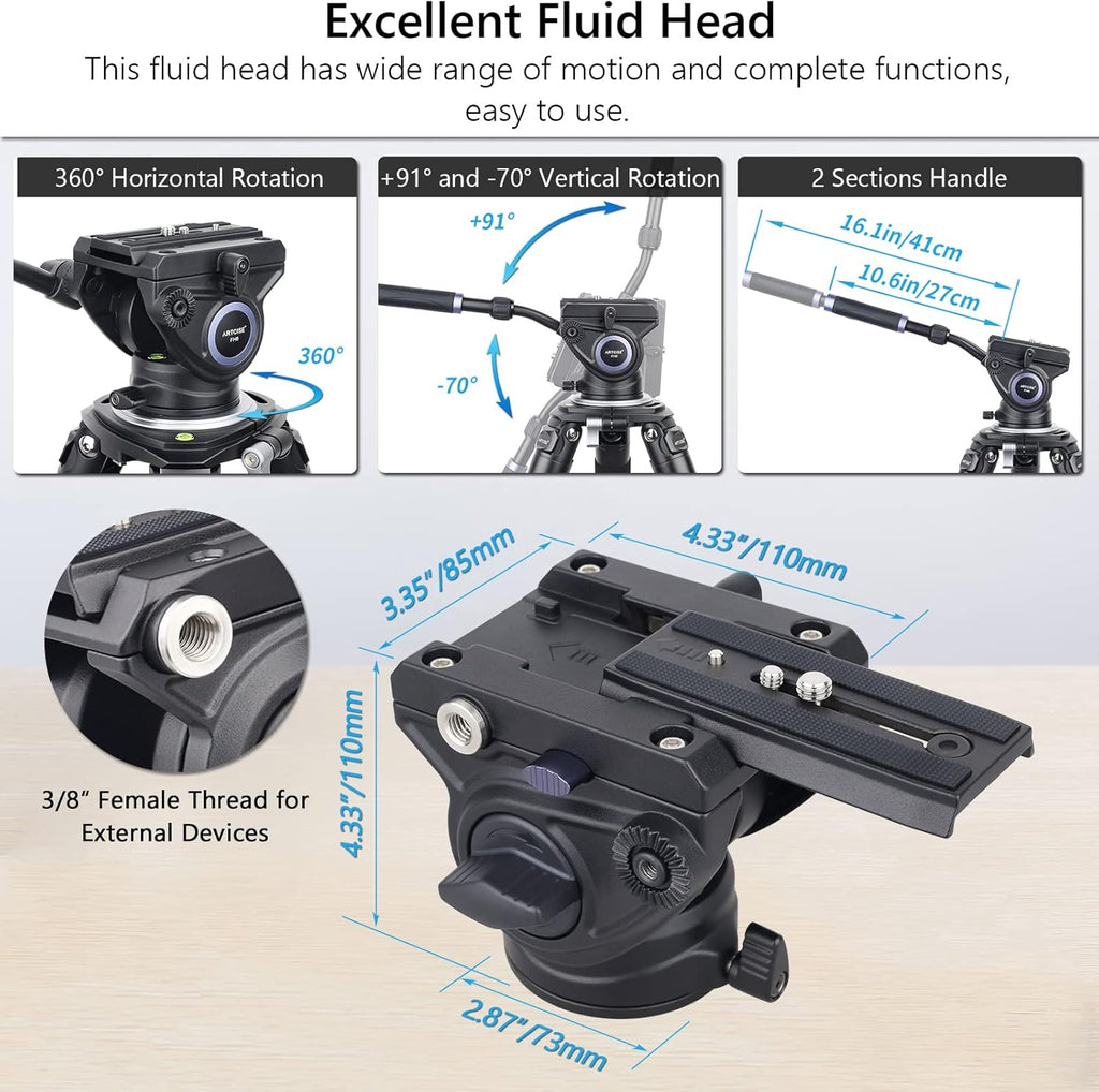 Carbon Fiber Heavy Duty Video Tripod with Fluid Drag Head L377957