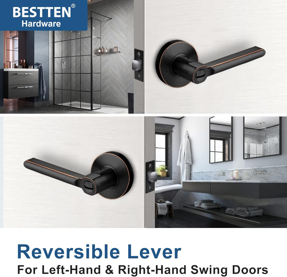 Oil Rubbed Bronze Privacy Door Handle with Removable Latch Plate K47410