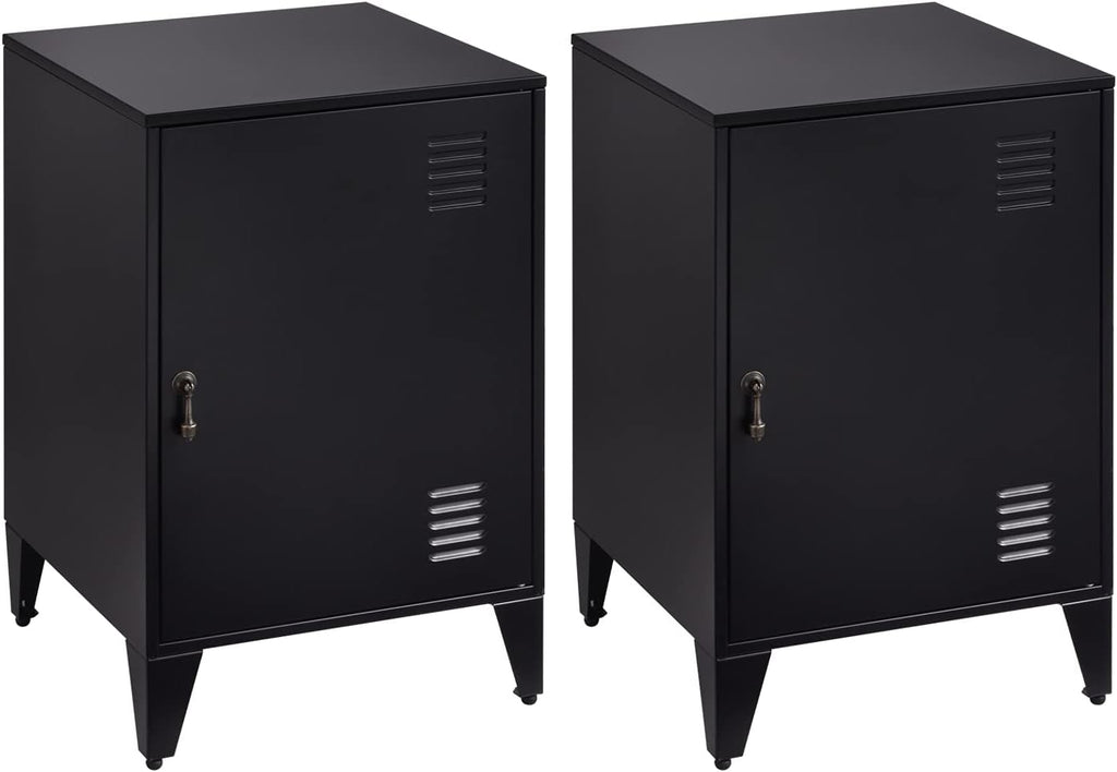 Black Metal Night Stands Set of 2 with 1 Door S8406