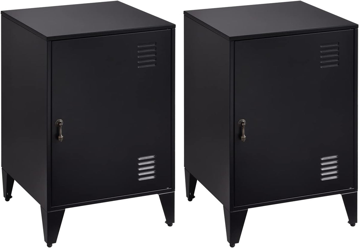 Black Metal Night Stands Set of 2 with 1 Door S8406