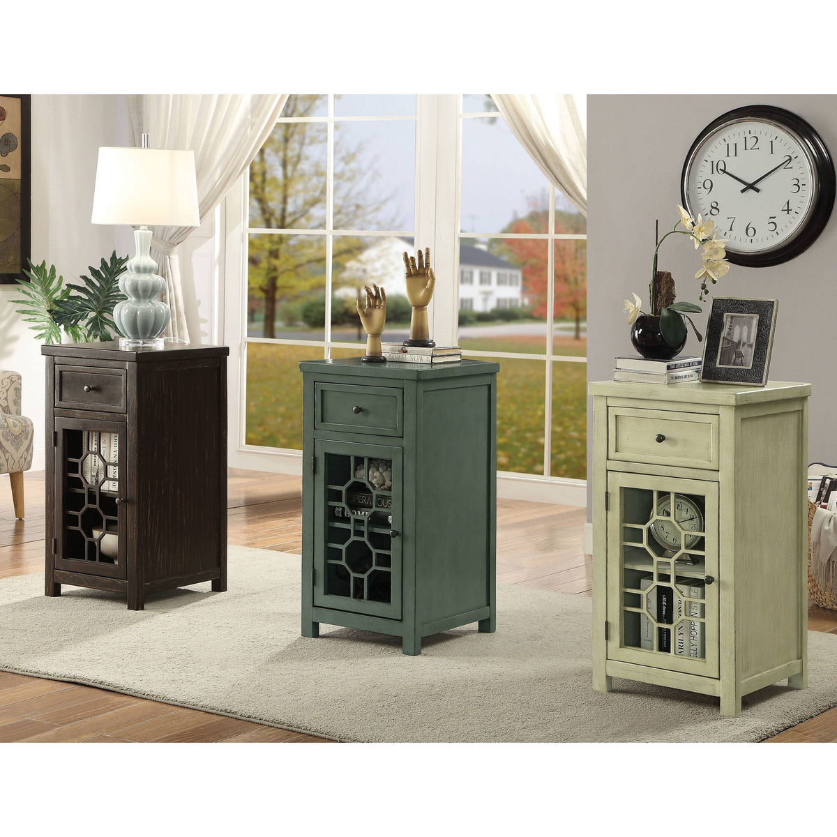 Black 1-Drawer Side Table T962