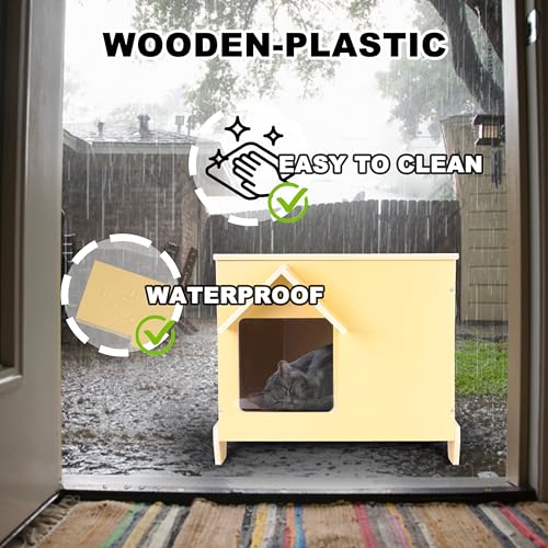 Outdoor Cat Houses Wooden Stray Cat Shelter with Escape Door X447581