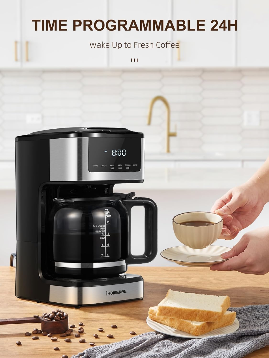 12 Cup Programmable Drip Coffee Maker with Iced Coffee Function S1085