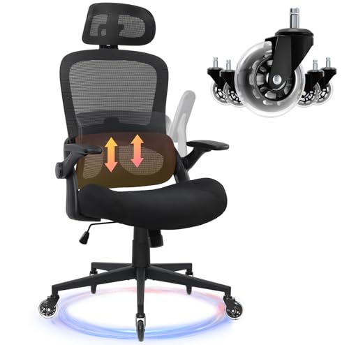 Black Ergonomic Mesh Office Chair with Lumbar Support T554595
