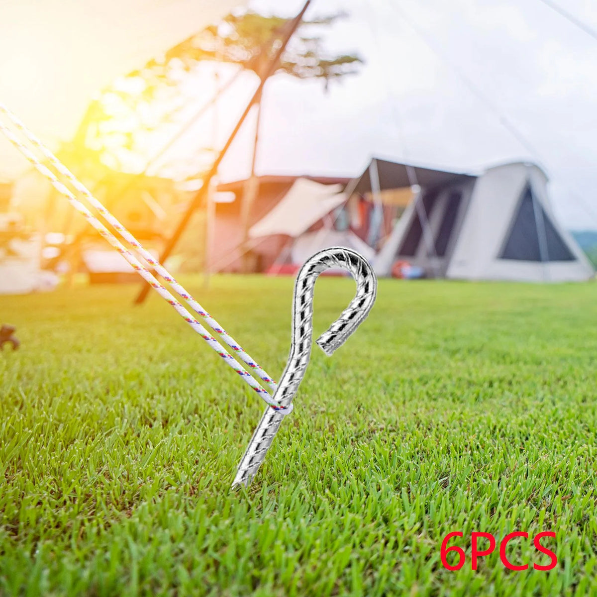 6 Pieces Tent Stakes Pegs with Hook 35CM H929674