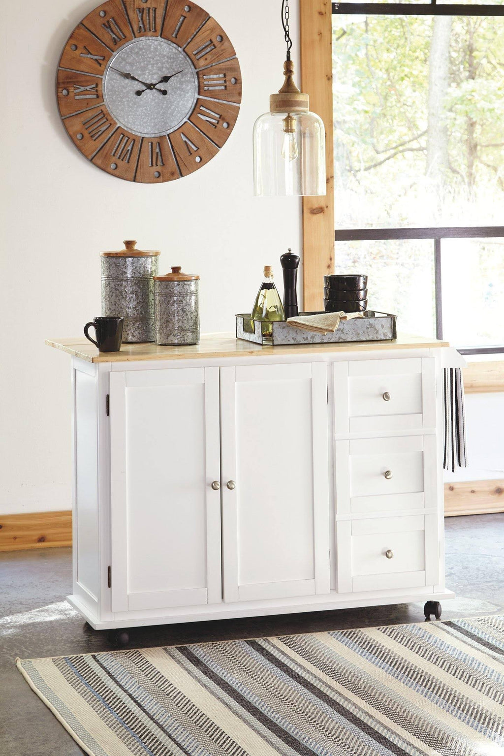 White/Light Brown Kitchen Cart B593