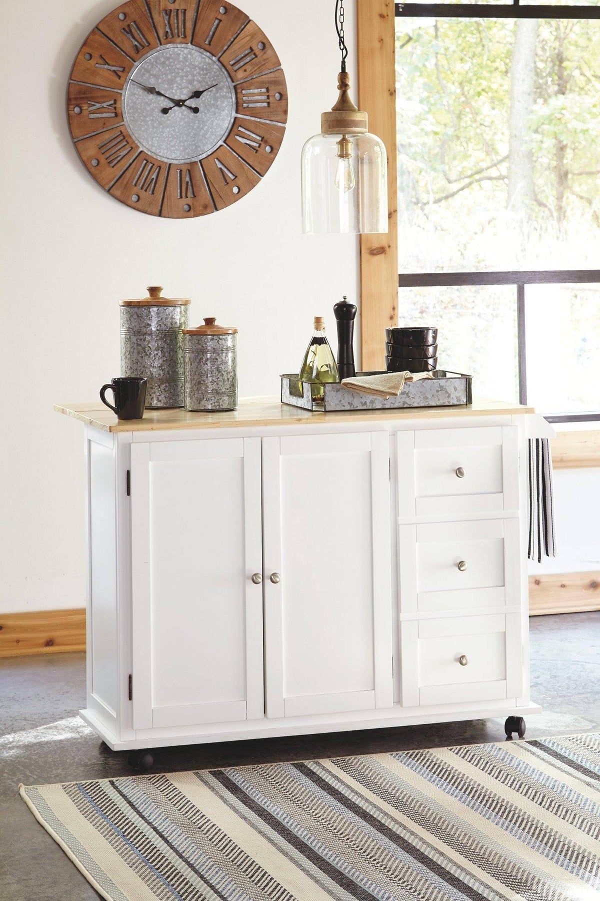 White/Light Brown Kitchen Cart B593