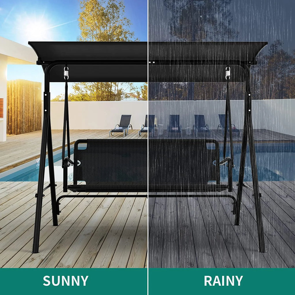 3 Person Outdoor Patio Swing Chair with Adjustable Canopy N256